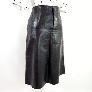 Y2K Banana Republic Black Leather Skirt Knee Length Sz 6